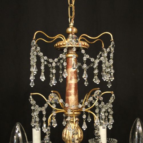 FLORENTINE SILVER GILTWOOD CRYSTAL 6 LIGHT CHANDELIER - ADDITIONAL PHOTO 3