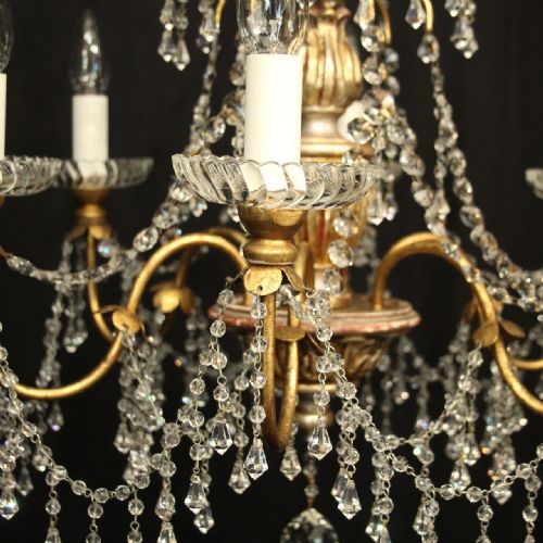 FLORENTINE SILVER GILTWOOD CRYSTAL 6 LIGHT CHANDELIER - ADDITIONAL PHOTO 5