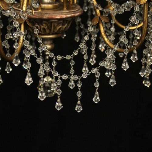 FLORENTINE SILVER GILTWOOD CRYSTAL 6 LIGHT CHANDELIER - ADDITIONAL PHOTO 8