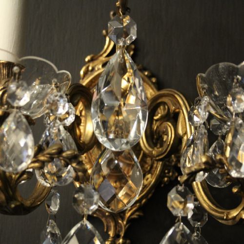 FRENCH PAIR OF GILDED TWIN ARM ANTIQUES WALL LIGHTS - ADDITIONAL PHOTO 6