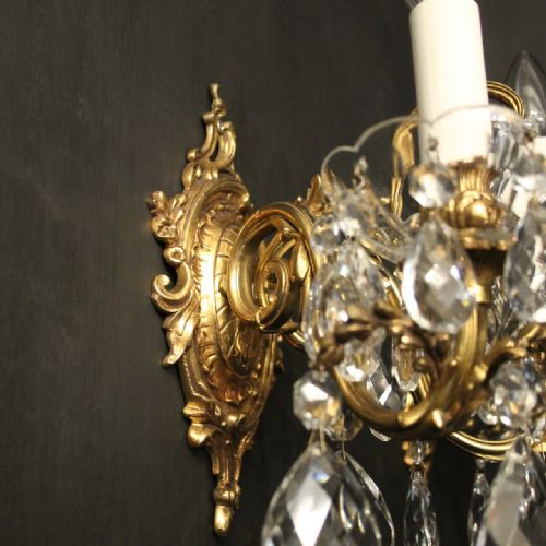 FRENCH PAIR OF GILDED TWIN ARM ANTIQUES WALL LIGHTS - ADDITIONAL PHOTO 7