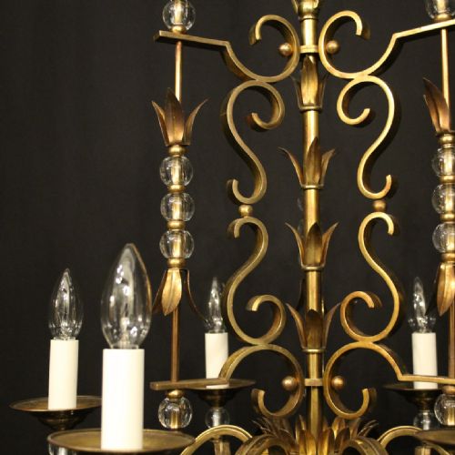 FRENCH GILDED BRASS MAISON CHARLES CHANDELIER - ADDITIONAL PHOTO 4