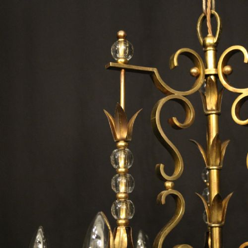 FRENCH GILDED BRASS MAISON CHARLES CHANDELIER - ADDITIONAL PHOTO 6