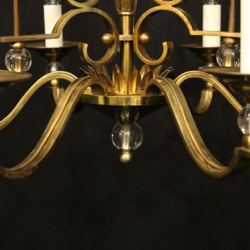 FRENCH GILDED BRASS MAISON CHARLES CHANDELIER - ADDITIONAL PHOTO 7