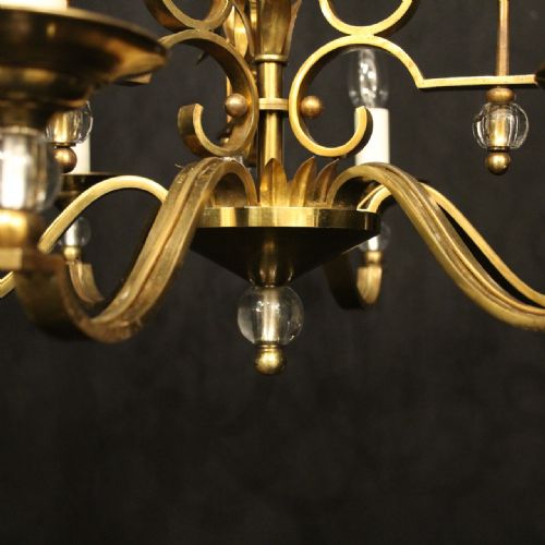 FRENCH GILDED BRASS MAISON CHARLES CHANDELIER - ADDITIONAL PHOTO 8