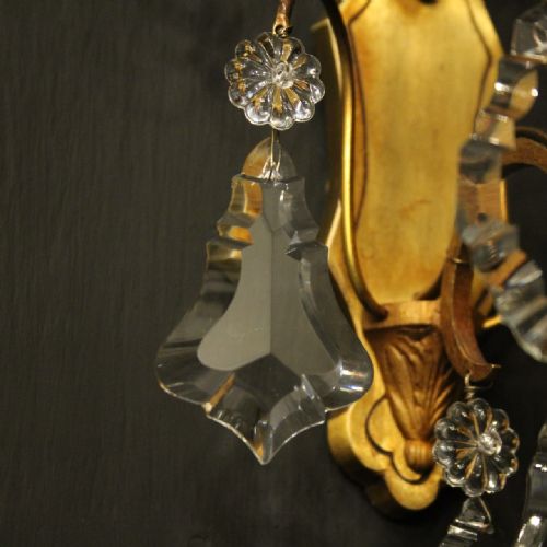 FRENCH PAIR OF GILDED SINGLE ARM ANTIQUE WALL LIGHTS - ADDITIONAL PHOTO 6