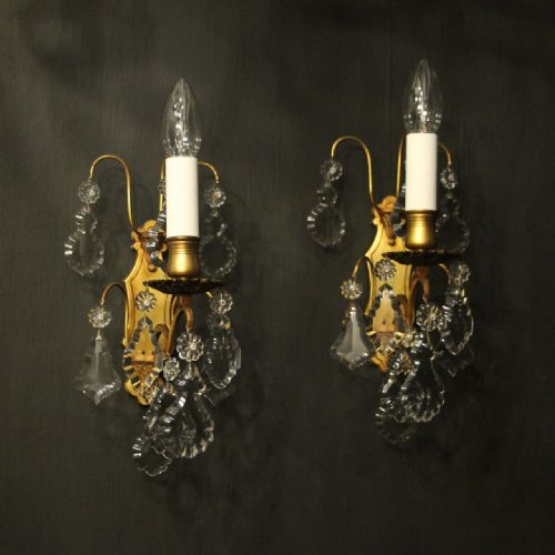 FRENCH PAIR OF GILDED SINGLE ARM ANTIQUE WALL LIGHTS - ADDITIONAL PHOTO 8