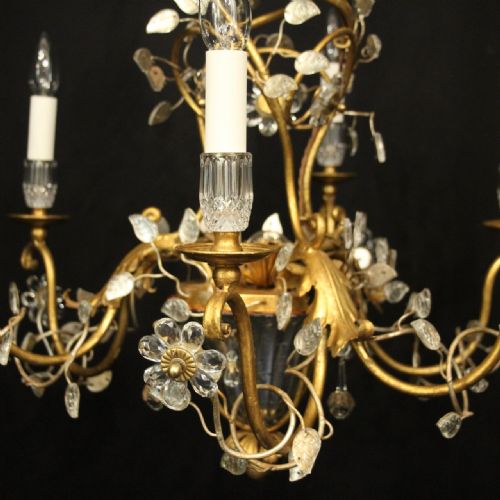 FLORENTINE GILT CRYSTAL FLORAL CHANDELIER - ADDITIONAL PHOTO 1