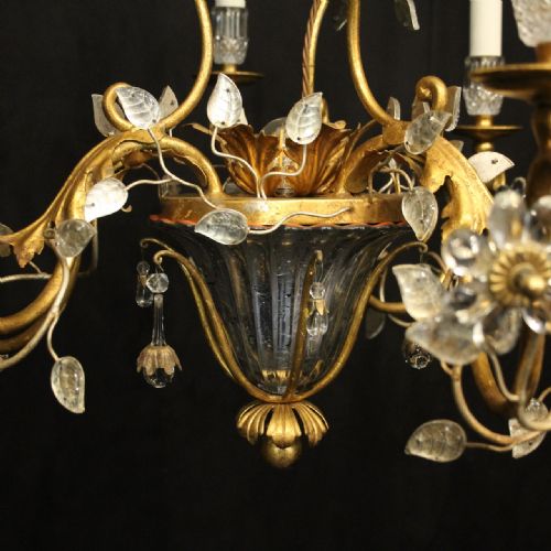 FLORENTINE GILT CRYSTAL FLORAL CHANDELIER - ADDITIONAL PHOTO 5