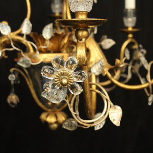 FLORENTINE GILT CRYSTAL FLORAL CHANDELIER - ADDITIONAL PHOTO 6