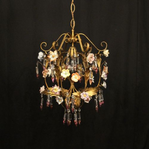 french toleware single light chandelier - CATEGORY: ANTIQUE LIGHTING - DATED 1930