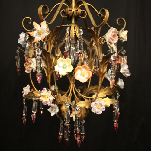 FRENCH TOLEWARE SINGLE LIGHT CHANDELIER - ADDITIONAL PHOTO 1