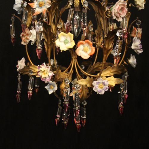 FRENCH TOLEWARE SINGLE LIGHT CHANDELIER - ADDITIONAL PHOTO 2