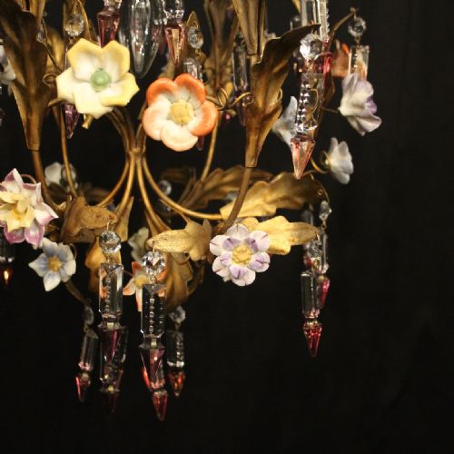 FRENCH TOLEWARE SINGLE LIGHT CHANDELIER - ADDITIONAL PHOTO 5