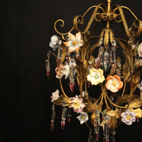 FRENCH TOLEWARE SINGLE LIGHT CHANDELIER - ADDITIONAL PHOTO 6