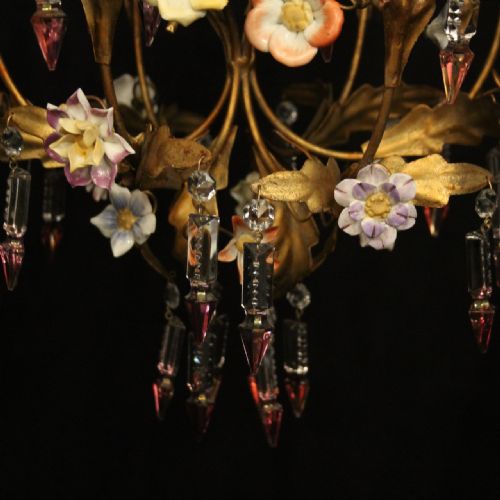 FRENCH TOLEWARE SINGLE LIGHT CHANDELIER - ADDITIONAL PHOTO 7