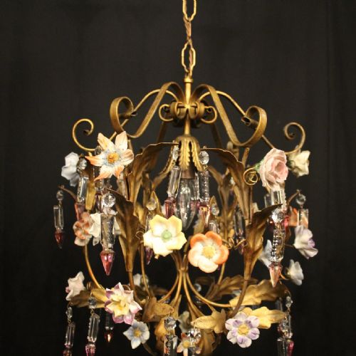 FRENCH TOLEWARE SINGLE LIGHT CHANDELIER - ADDITIONAL PHOTO 8