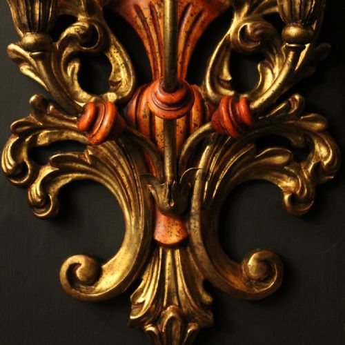 ITALIAN SET OF 3 GILDED POLYCHROME WALL LIGHTS - ADDITIONAL PHOTO 8