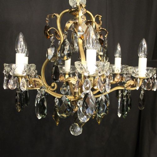 FRENCH GILDED CRYSTAL 7 LIGHT BIRDCAGE ANTIQUE CHANDELIER - ADDITIONAL PHOTO 1