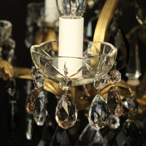 FRENCH GILDED CRYSTAL 7 LIGHT BIRDCAGE ANTIQUE CHANDELIER - ADDITIONAL PHOTO 4