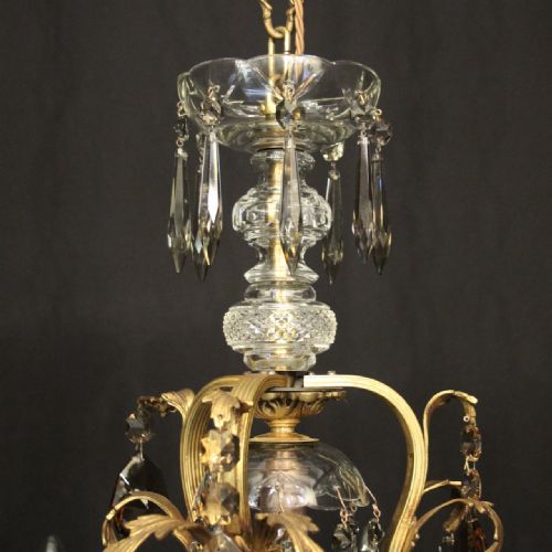 FRENCH GILDED CRYSTAL 7 LIGHT BIRDCAGE ANTIQUE CHANDELIER - ADDITIONAL PHOTO 5