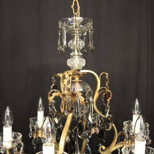 FRENCH GILDED CRYSTAL 7 LIGHT BIRDCAGE ANTIQUE CHANDELIER - ADDITIONAL PHOTO 6
