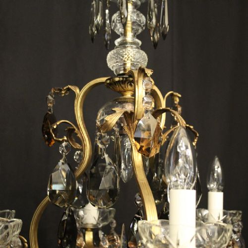 FRENCH GILDED CRYSTAL 7 LIGHT BIRDCAGE ANTIQUE CHANDELIER - ADDITIONAL PHOTO 7