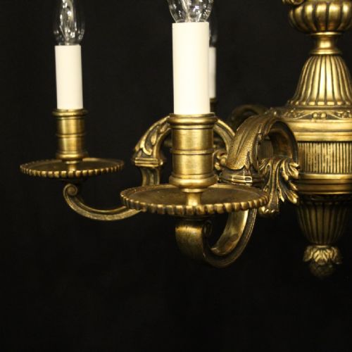FRENCH GILDED BRONZE 6 LIGHT ANTIQUE CHANDELIER - ADDITIONAL PHOTO 2