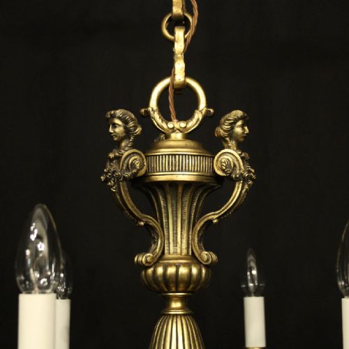 FRENCH GILDED BRONZE 6 LIGHT ANTIQUE CHANDELIER - ADDITIONAL PHOTO 7