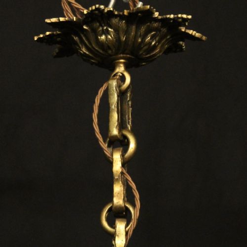 FRENCH GILDED BRONZE 6 LIGHT ANTIQUE CHANDELIER - ADDITIONAL PHOTO 9