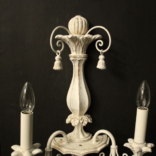 FRENCH POLYCHROME SET OF 4 TWIN ARM WALL LIGHTS - ADDITIONAL PHOTO 2