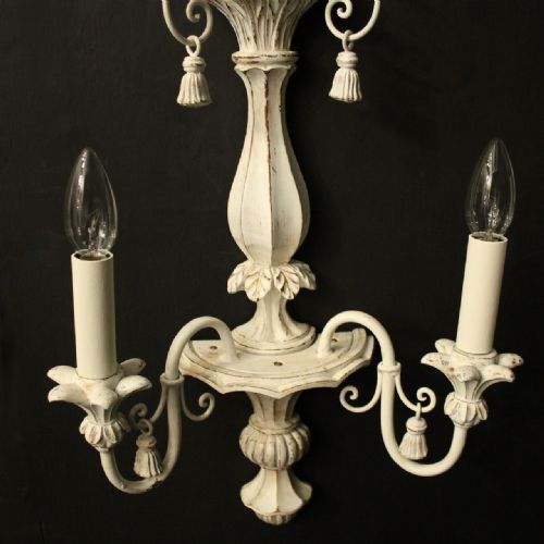 FRENCH POLYCHROME SET OF 4 TWIN ARM WALL LIGHTS - ADDITIONAL PHOTO 4
