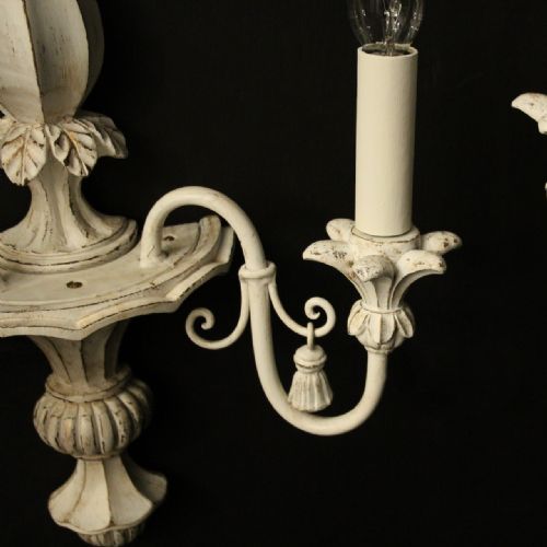 FRENCH POLYCHROME SET OF 4 TWIN ARM WALL LIGHTS - ADDITIONAL PHOTO 5