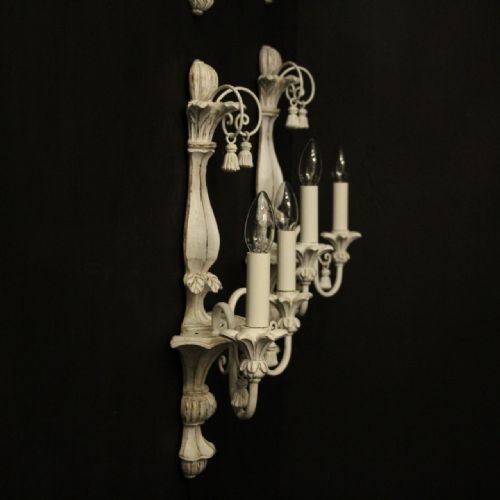 FRENCH POLYCHROME SET OF 4 TWIN ARM WALL LIGHTS - ADDITIONAL PHOTO 8