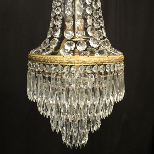 FRENCH GILDED TENT WATERFALL TRIPLE LIGHT CHANDELIER - ADDITIONAL PHOTO 2