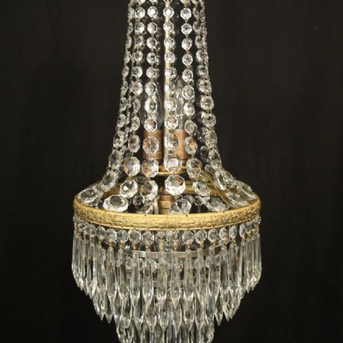 FRENCH GILDED TENT WATERFALL TRIPLE LIGHT CHANDELIER - ADDITIONAL PHOTO 4