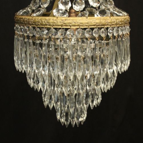 FRENCH GILDED TENT WATERFALL TRIPLE LIGHT CHANDELIER - ADDITIONAL PHOTO 5