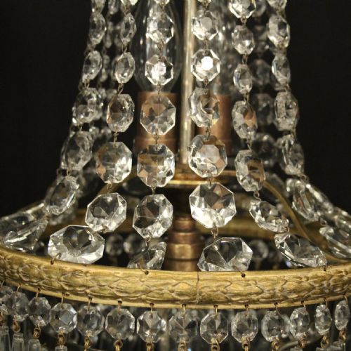 FRENCH GILDED TENT WATERFALL TRIPLE LIGHT CHANDELIER - ADDITIONAL PHOTO 6