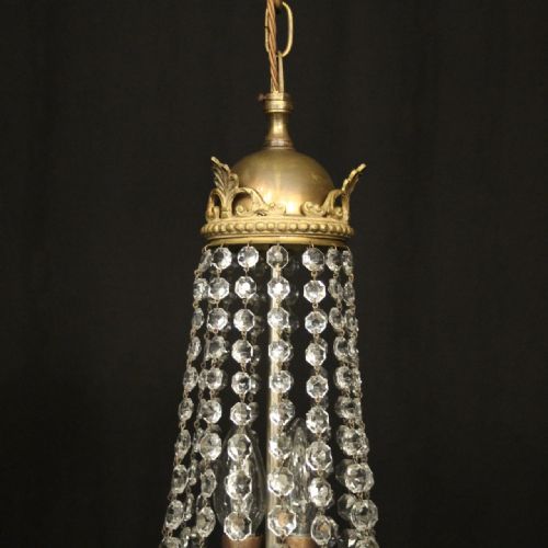 FRENCH GILDED TENT WATERFALL TRIPLE LIGHT CHANDELIER - ADDITIONAL PHOTO 7