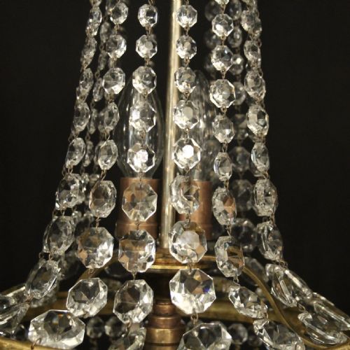 FRENCH GILDED TENT WATERFALL TRIPLE LIGHT CHANDELIER - ADDITIONAL PHOTO 8