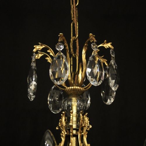 FRENCH GILDED BRONZE CRYSTAL 8 LIGHT ANTIQUE CHANDELIER - ADDITIONAL PHOTO 7