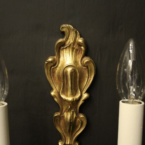 FRENCH PAIR OF GILDED TWIN ARM WALL LIGHTS - ADDITIONAL PHOTO 3