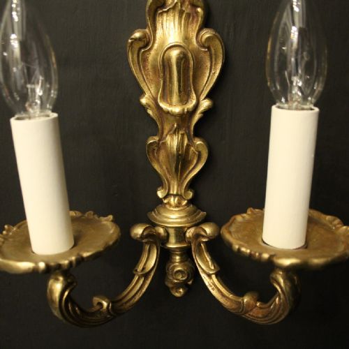 FRENCH PAIR OF GILDED TWIN ARM WALL LIGHTS - ADDITIONAL PHOTO 6