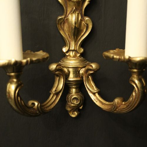 FRENCH PAIR OF GILDED TWIN ARM WALL LIGHTS - ADDITIONAL PHOTO 7