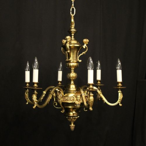 french gilded mazarin 6 light antique chandelier - CATEGORY: ANTIQUE LIGHTING - DATED 1920
