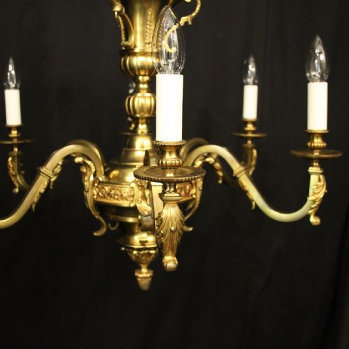 FRENCH GILDED MAZARIN 6 LIGHT ANTIQUE CHANDELIER - ADDITIONAL PHOTO 1