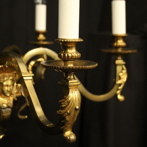 FRENCH GILDED MAZARIN 6 LIGHT ANTIQUE CHANDELIER - ADDITIONAL PHOTO 2