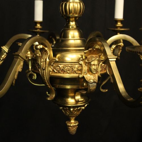 FRENCH GILDED MAZARIN 6 LIGHT ANTIQUE CHANDELIER - ADDITIONAL PHOTO 3