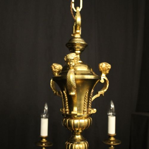 FRENCH GILDED MAZARIN 6 LIGHT ANTIQUE CHANDELIER - ADDITIONAL PHOTO 4