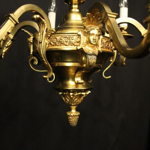 FRENCH GILDED MAZARIN 6 LIGHT ANTIQUE CHANDELIER - ADDITIONAL PHOTO 5